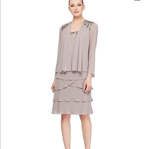 NWT S.L. Fashions Tiered Dress/Jacket Combo